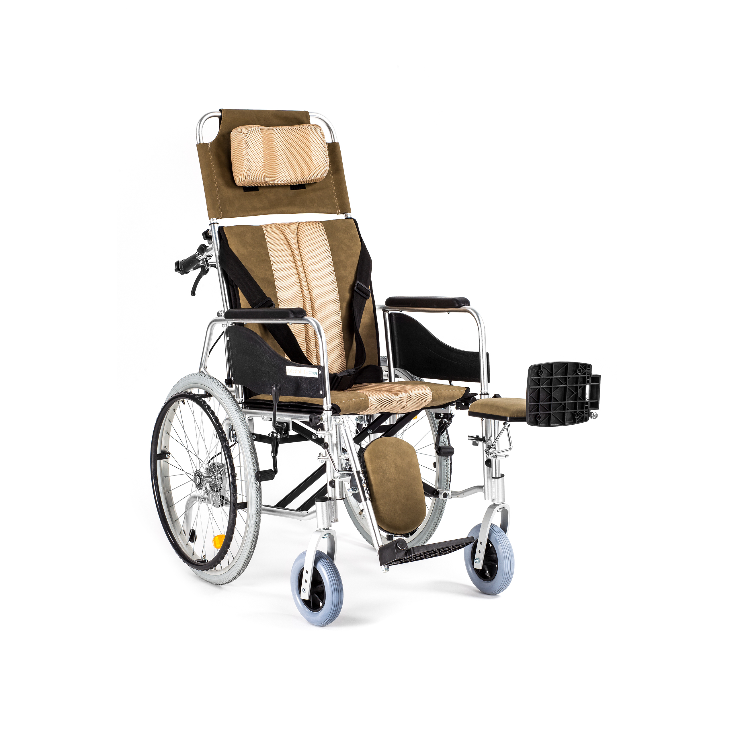 Wózek inwalidzki alumniowy ALH 008 z wyprostowanym podnóżkiem 